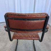 Chaise de salle à manger en cuir matelassé vintage : fauteuil de bureau industriel