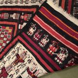 Vintage ethnic Margoum rectangular rug with patterns, 1970s.