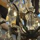 Bronze and cut crystal chandelier with 6 lights, early 20th century work.