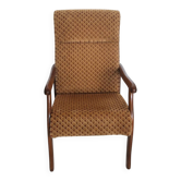 Fauteuil vintage années 50 en velours géométrique