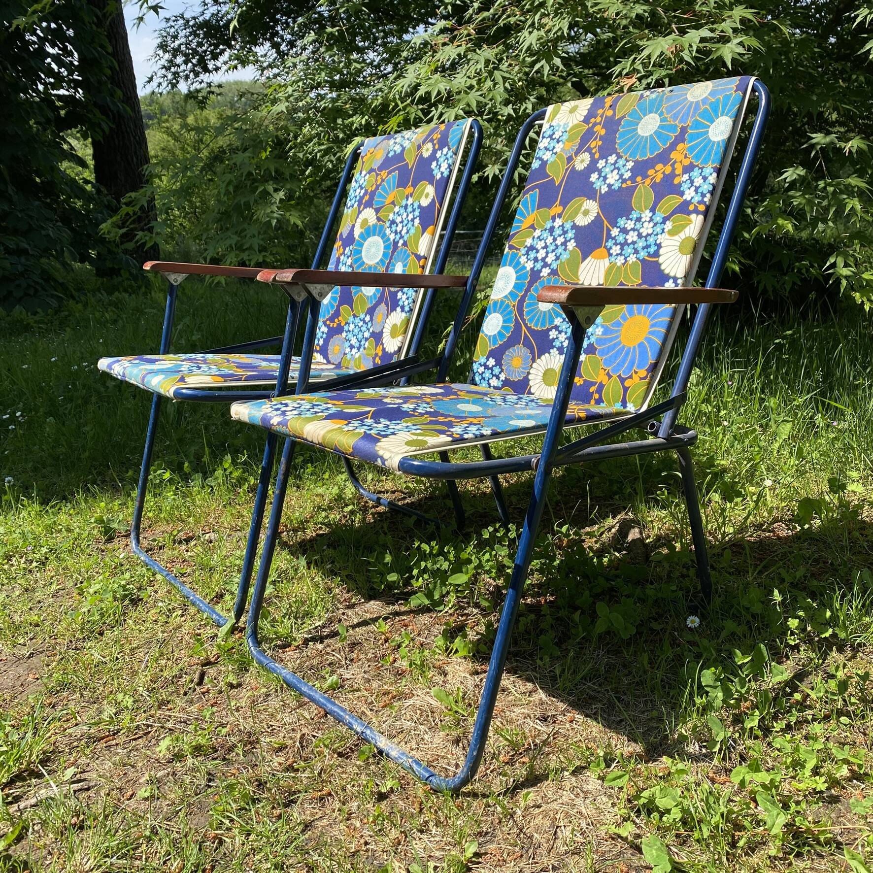 Chaises de camping pliantes années 70 , chaises de jardin