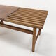 Bench in walnut and teak with brass feet, italy 1950s