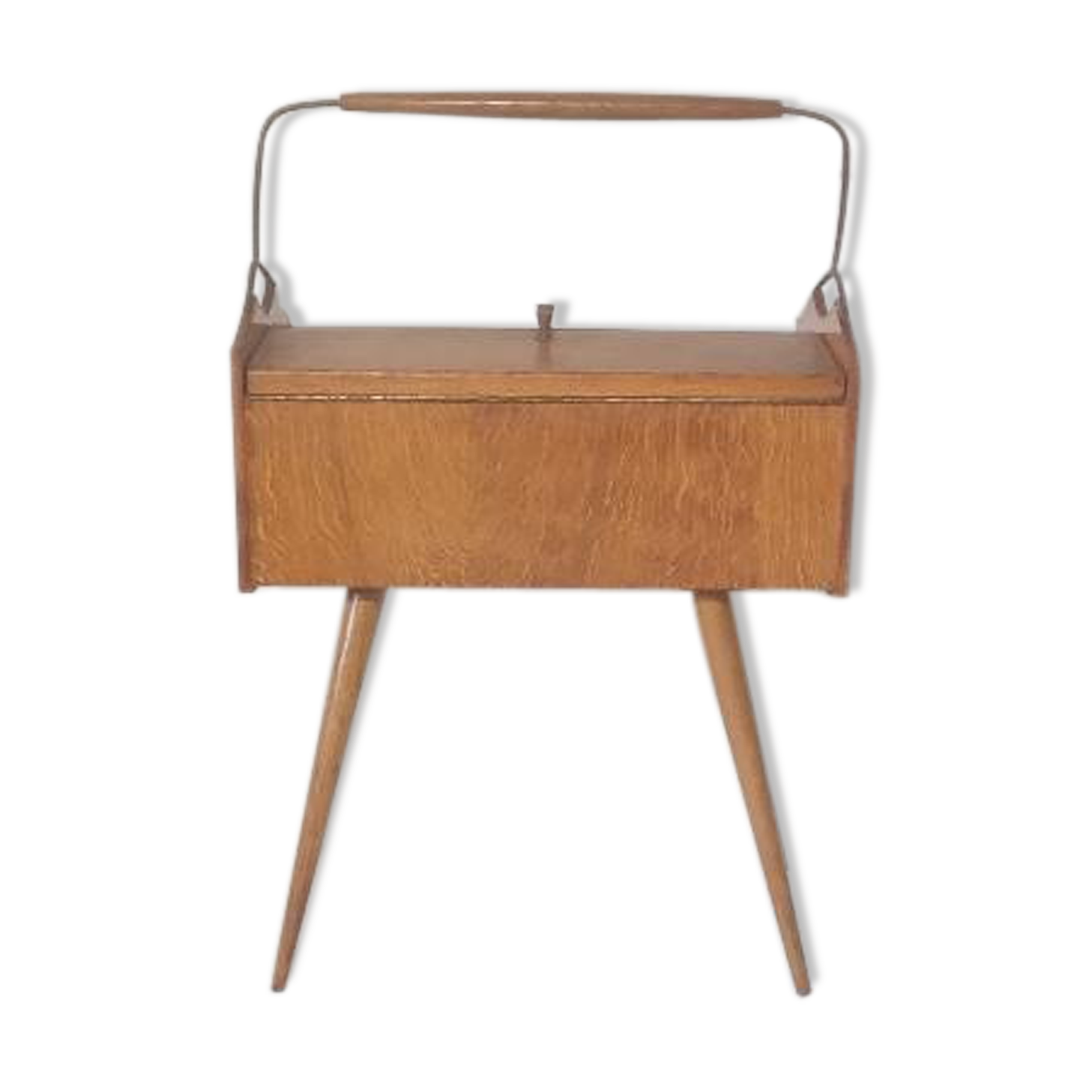 Vintage foot compass sewing basket