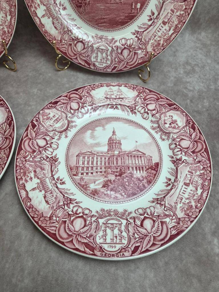 Set of 4 Wedgwood Georgia Historical Plates Mulberry England vintage