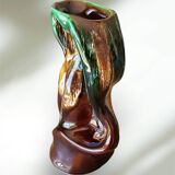 Vallauris glazed ceramic vase with an abstract shape