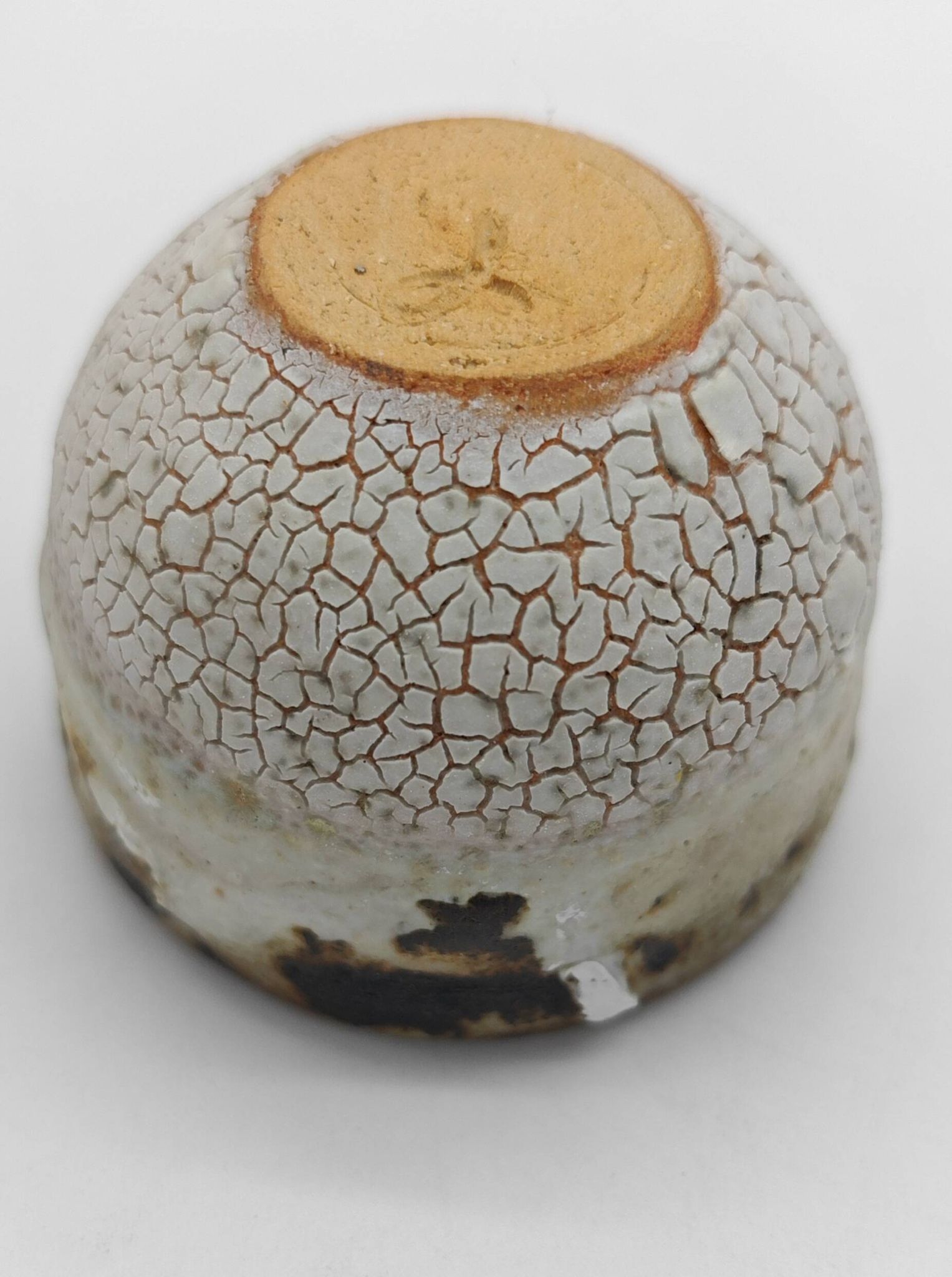 Trilogy of cups or Japanese-style goblets by the Danish ceramist Gutte Eriksen using RAKU technique.