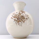 Vase en céramique ivoire et détails floraux marron par Rosenthal, Italie