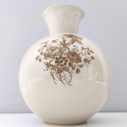 Vase en céramique ivoire et détails floraux marron par Rosenthal, Italie