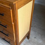 Commode vintage en chêne 4 tiroirs pied compas