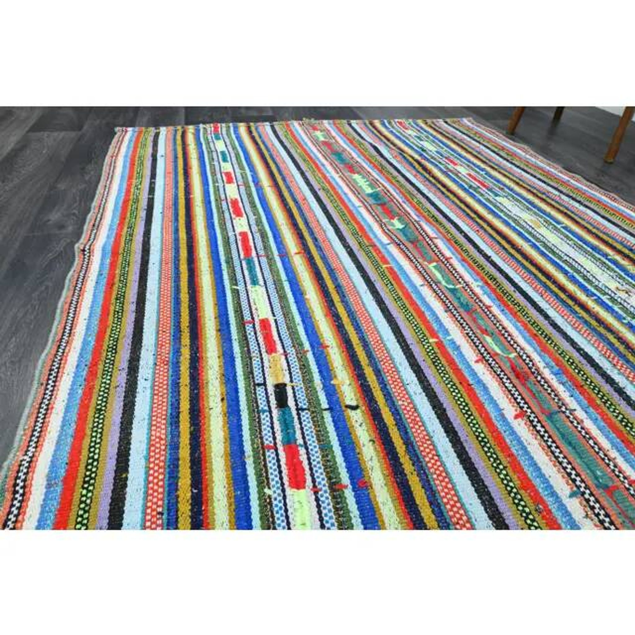 1970s Vintage Turkish Oushak Handmade Wool Cotton Blue Runner Rug 163x306