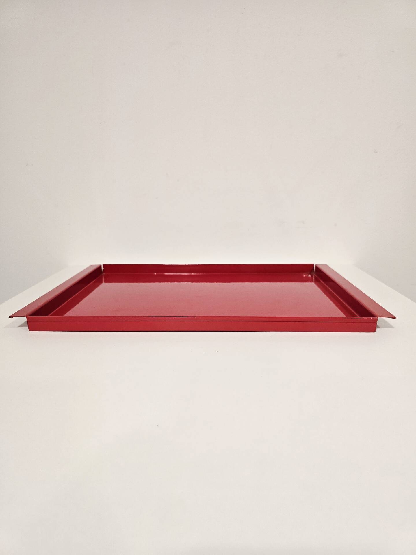 Vintage Italian Red Metal Trays / Mid-Century Modern Decorative Servin