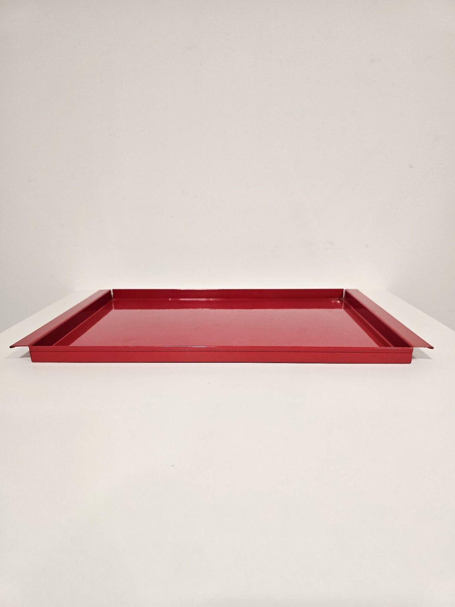 Vintage Italian Red Metal Trays / Mid-Century Modern Decorative Servin