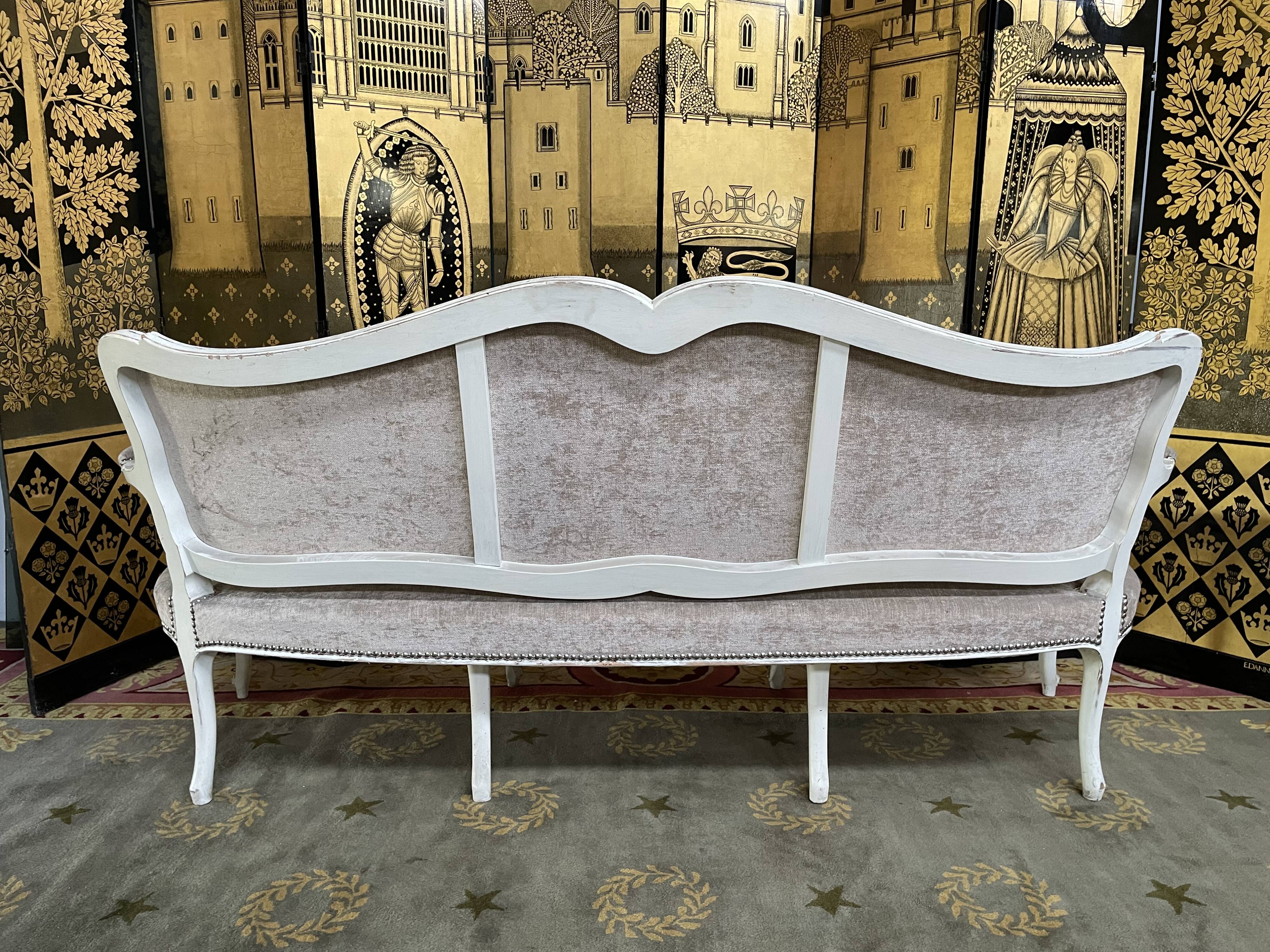 Louis XV taupe and cream style sofa