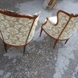 Pair of Louis XVI style armchairs with ears