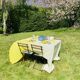 Belgian Linen Tablecloth Embroidered, Yellow Tyedie