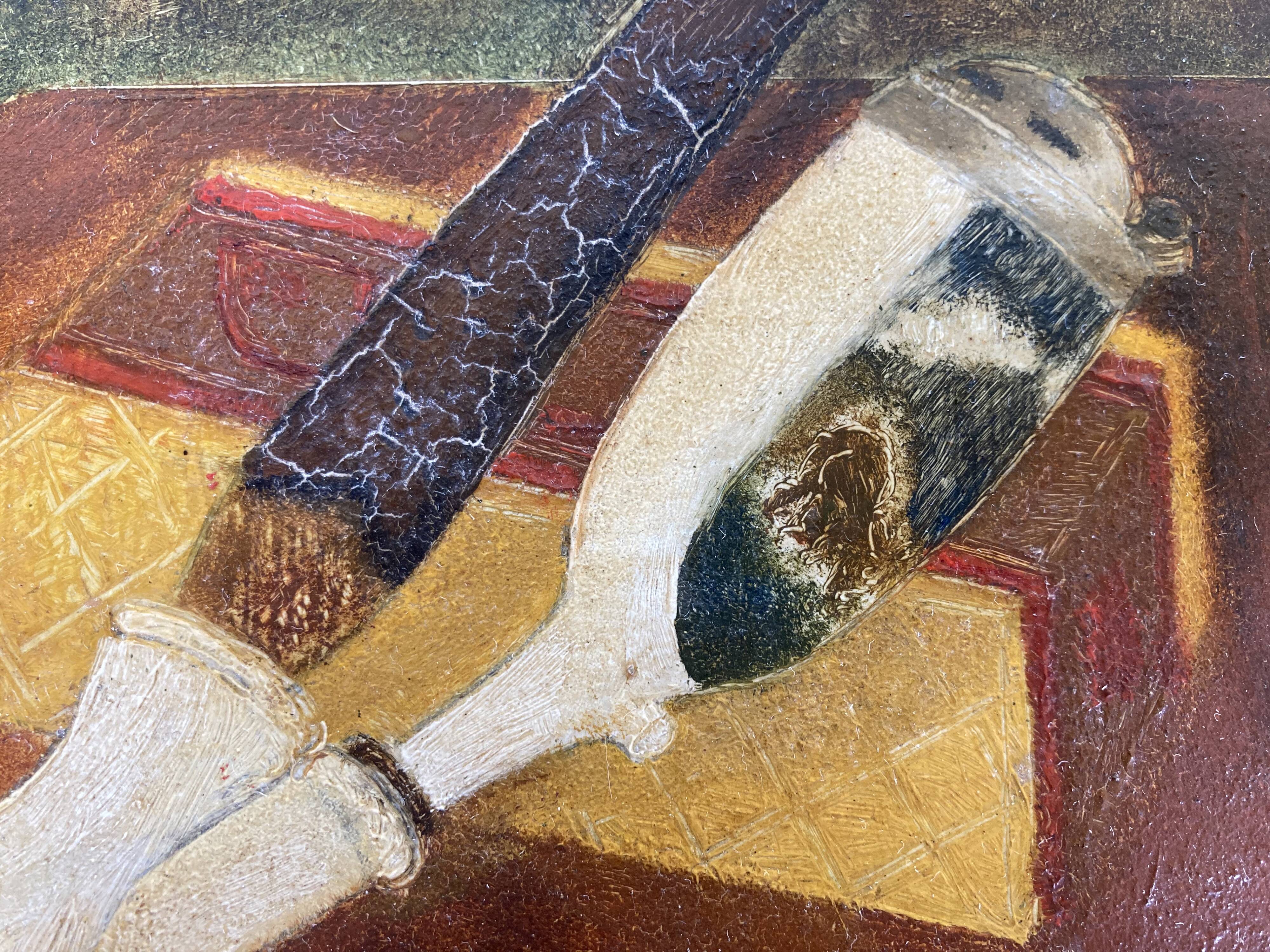 Oil on hardboard, signed still life, 1955