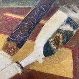 Oil on hardboard, signed still life, 1955