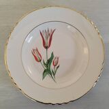 Old earthenware hollow plates Moulin des loups Orchies vintage tulip model