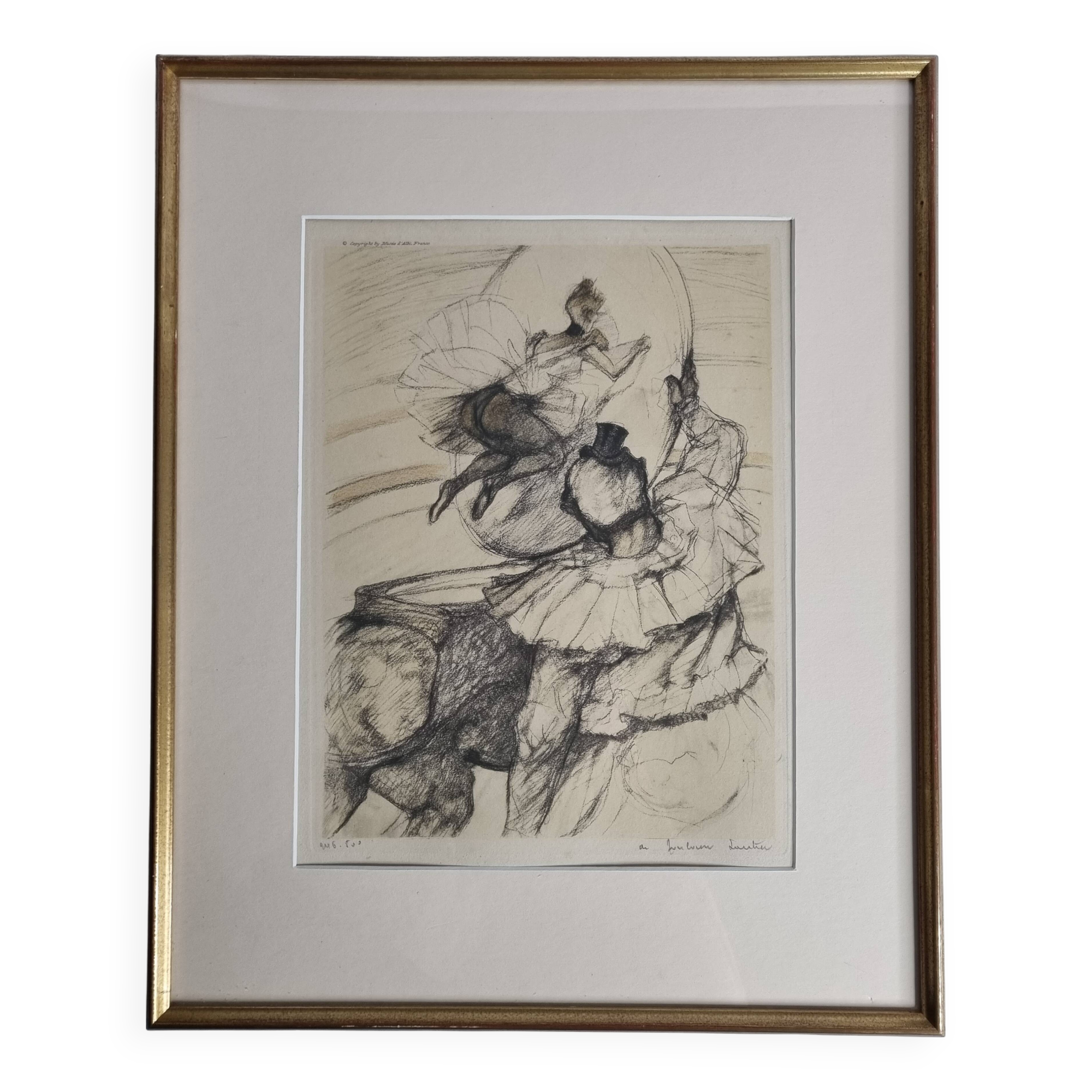 Numbered lithograph after Toulouse-Lautrec - "Panel Work Through a Hoop", 1952