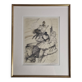 Numbered lithograph after Toulouse-Lautrec - "Panel Work Through a Hoop", 1952