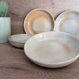 5 vintage light stoneware bowls, Marais stoneware