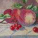 Ancient still life with cherries - peaches Oil on canvas 59x50 cm