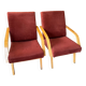 Burgundy Scandinavian armchairs