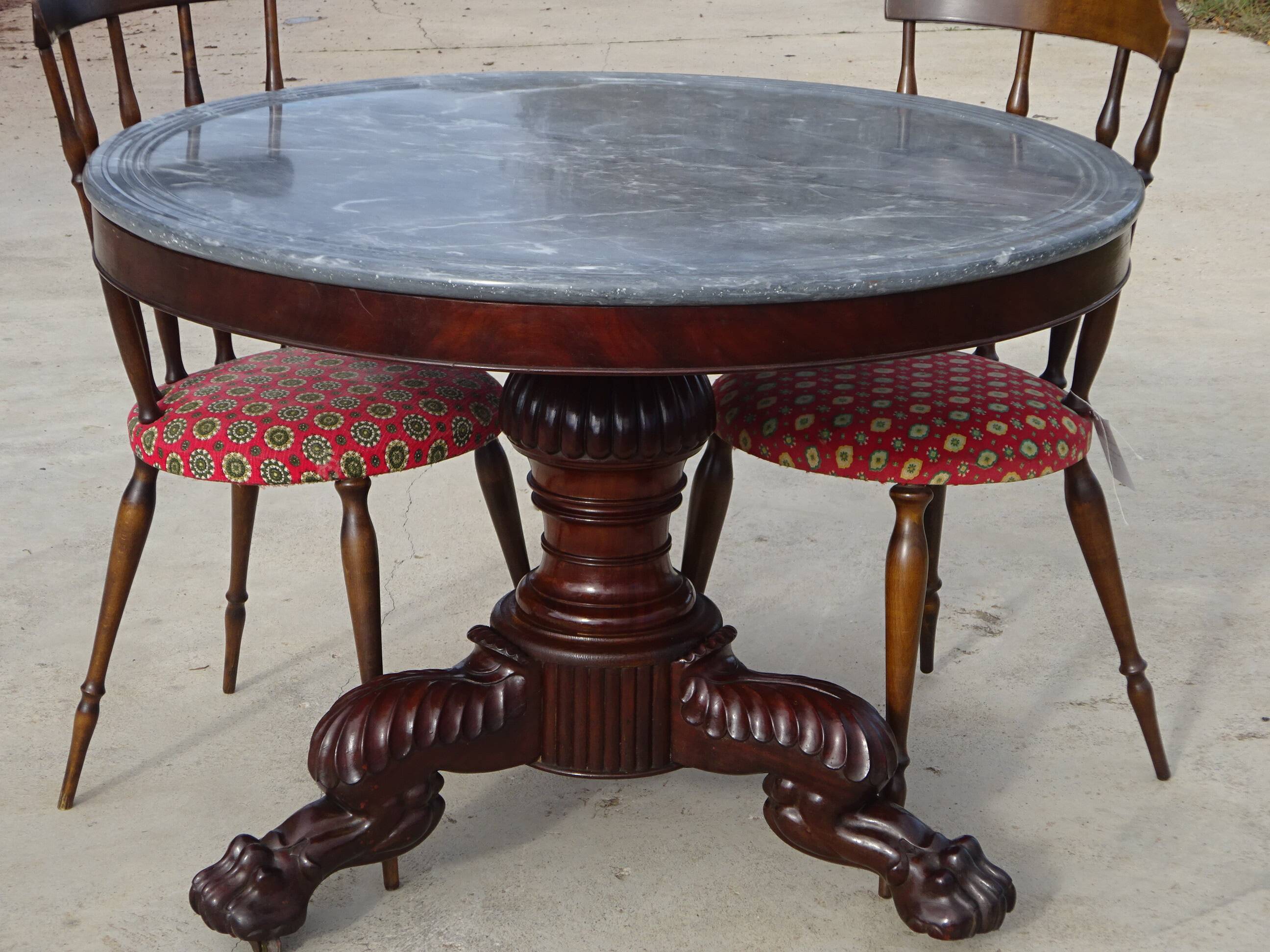 Empire guéridon, rotating marble top