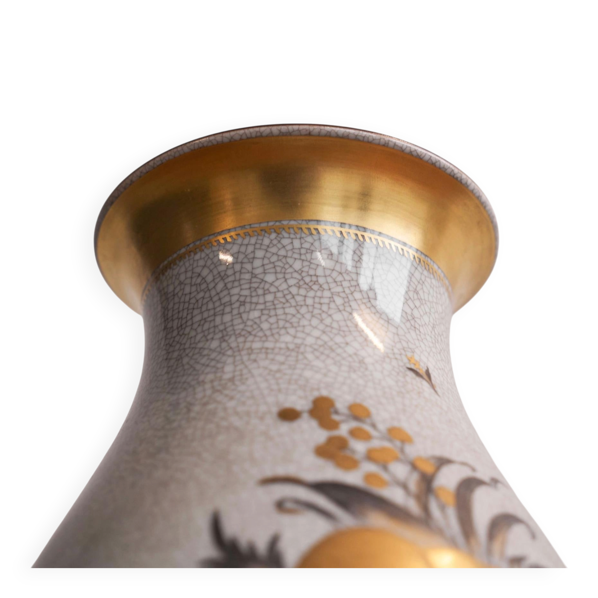 'Skaldyr' Vase Craquelé and Gold by Thorkild Olsen for Royal Copenhagen, 1930s