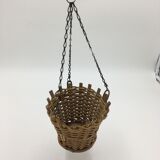 Suspended rattan basket duo