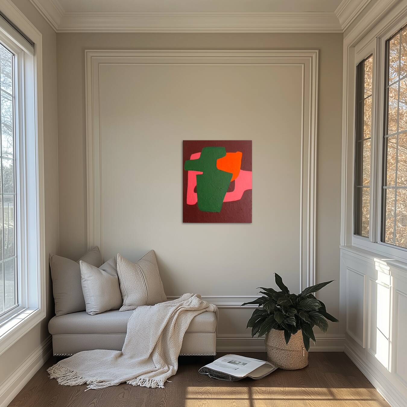 Colorful abstract on canvas "brick" 55x45cm by Bodasca