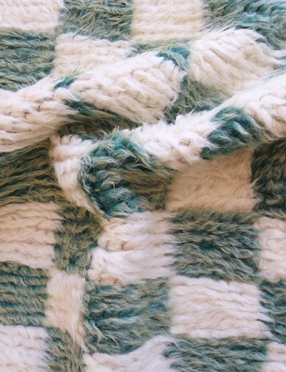 Green Checkered Carpet - 212 x 193 cm