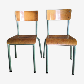 Paire de chaises bois et métal