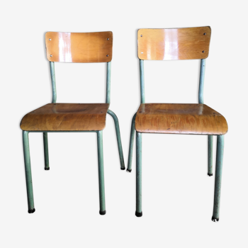 Pair of wood and metal chairs