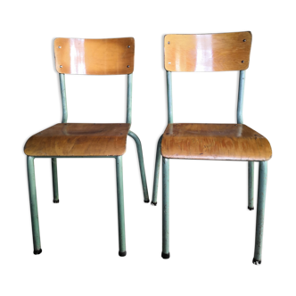 Pair of wood and metal chairs