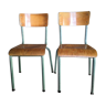 Pair of wood and metal chairs