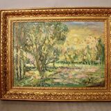 Oil on cardboard Impressionist style landscape