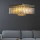 Bohemian flush-mount light in textured glass & brass, 1960s