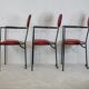 3 armchairs designs steel and leather, France, circa 1980