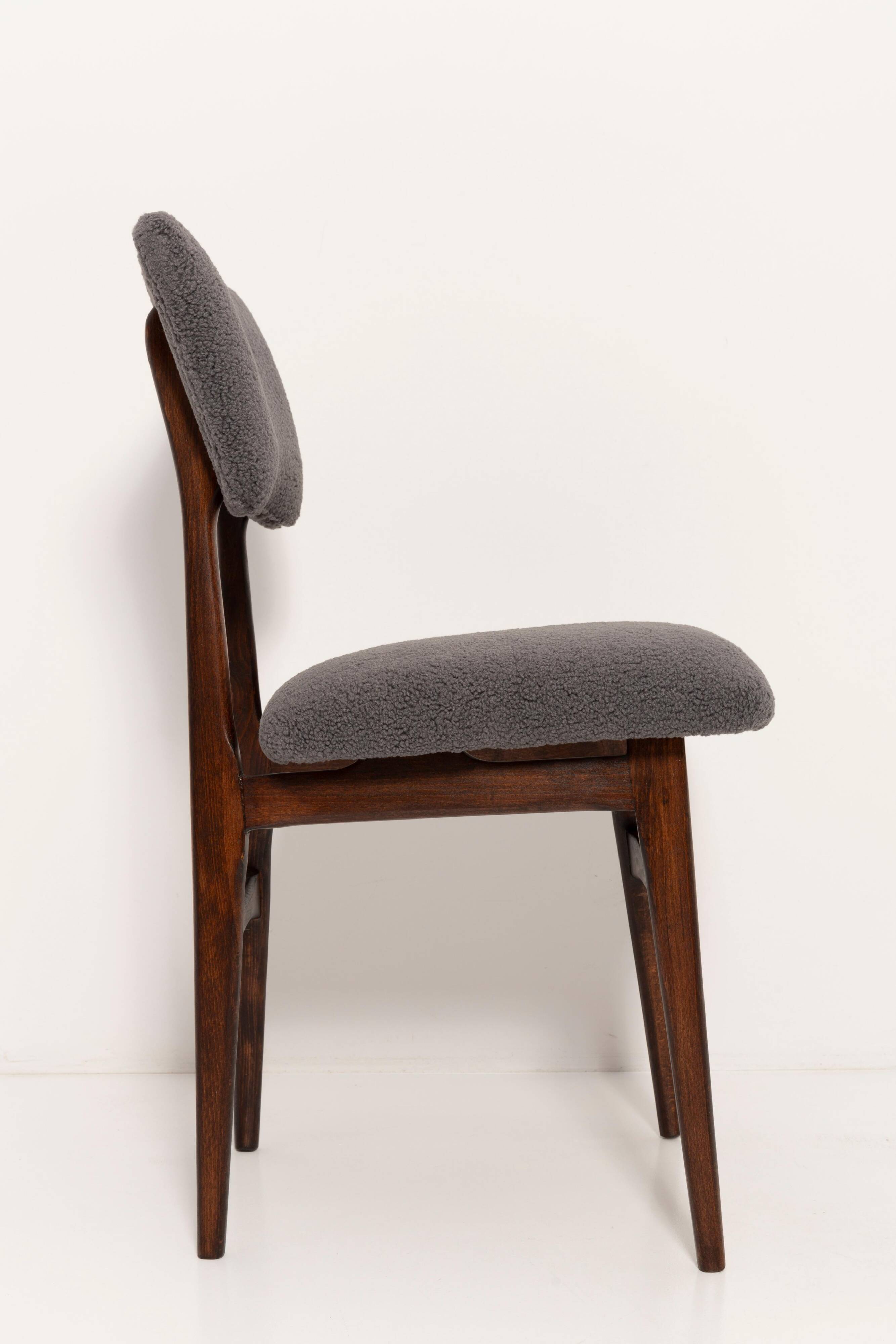 Chaise bouclée gris foncé du 20ème siècle, 1960