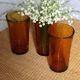 A set of 3 large amber orange glasses Duralex Vintage.