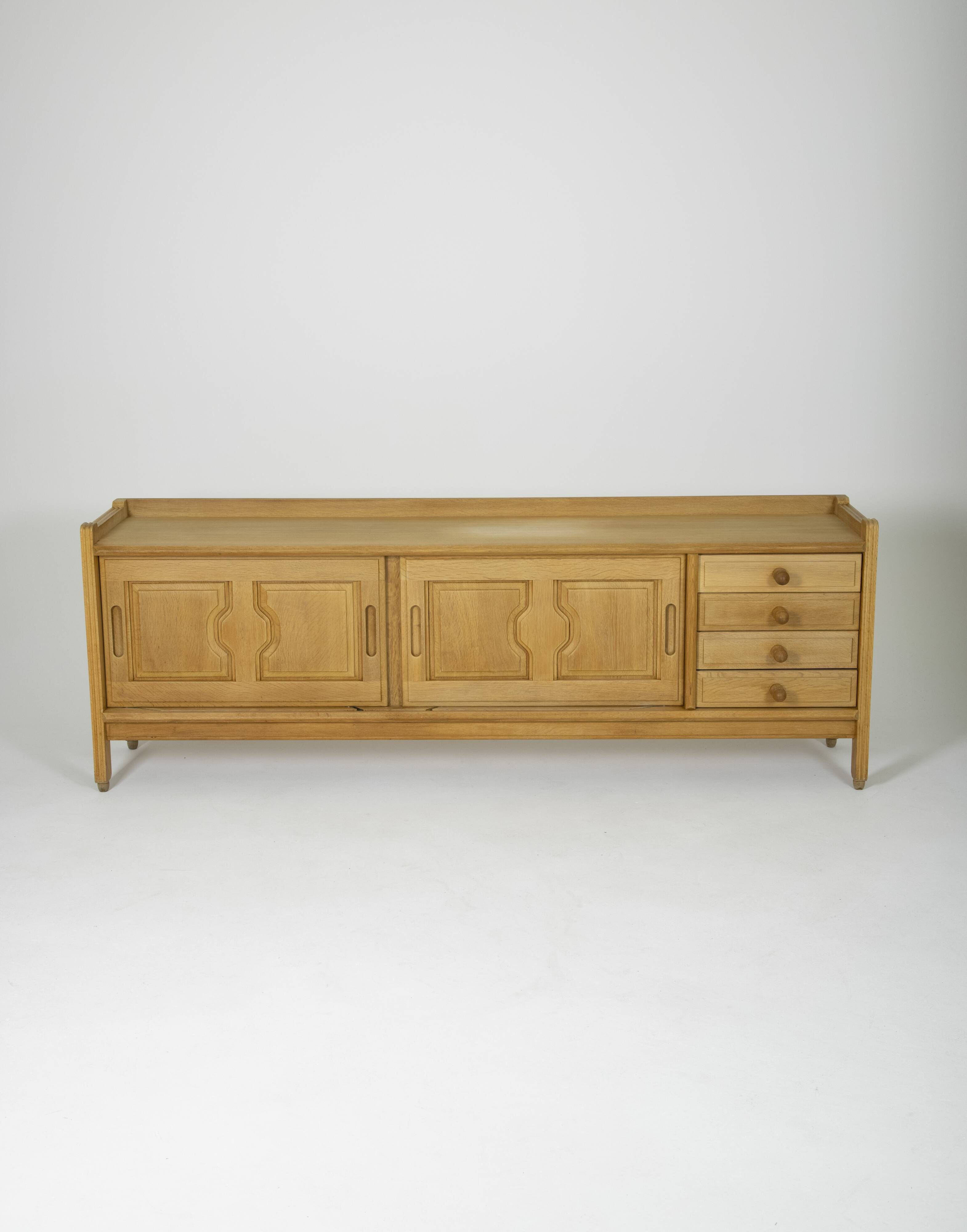 Oak sideboard by Guillerme & Chambron, France 1960s
