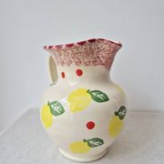 Vase/Pichet en céramique citron & pois - Vintage