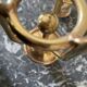 Golden brass candle holder