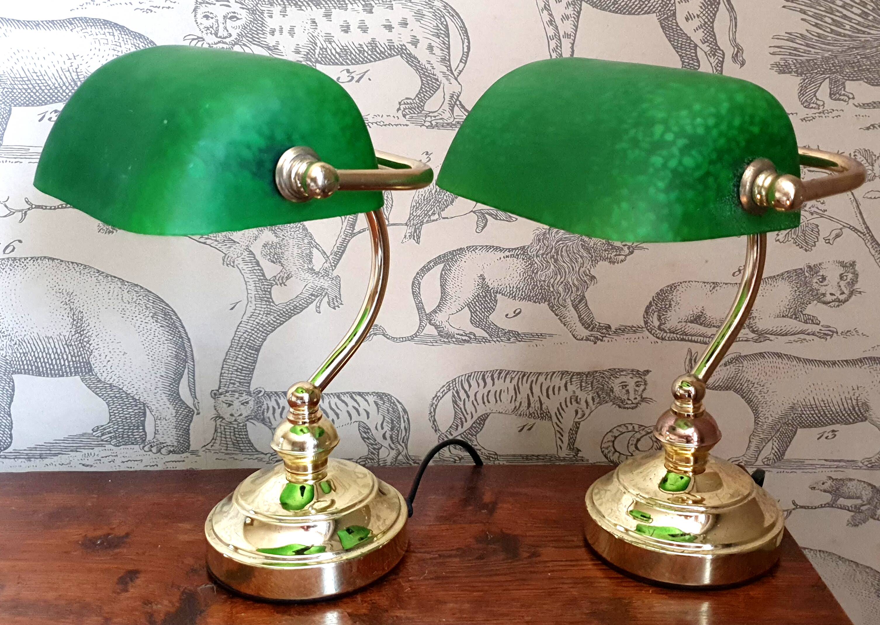 Pair of notary or banker lamps