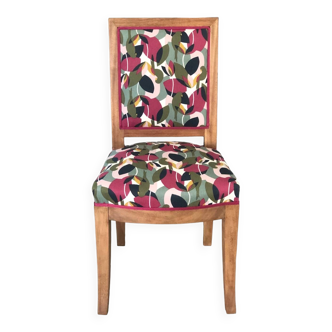 Chair pattern colorful leaves and parrot, complete traditional repair