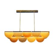 Contemporary Elongated Brown and Gold Murano Glass and Brass Ceiling Lamp, Italy