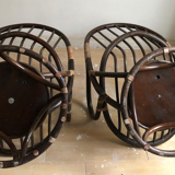 Lot of two rotating rattan chairs