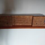 coat rack, sandblasted wooden and metal coat hooks