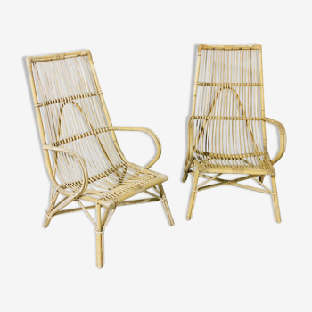 Pair of rattan armchairs